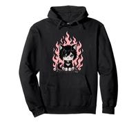 Goth Girl Emo Chat Gothique Mignon Punk Grunge Kitty Fire Sweat à Capuche