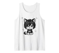Goth Girl Emo Gothic Cat Punk Dark Music, Grunge Cute Kitty Débardeur