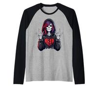 Goth Girl Squelette Cœur Brisé Horreur Creepy Gothic Art Manche Raglan