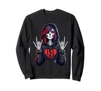 Goth Girl Squelette Cœur Brisé Horreur Creepy Gothic Art Sweatshirt