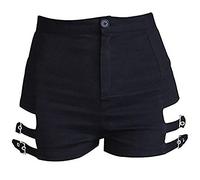 Goth Punk court jazz danse bandage short creux hot rock pantalon pour soirée club décontracté (C-Black, L)