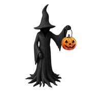 Goth Witch Pumpkin Statue - Halloween Figurine Desktop Ornament | Spooky Festival Collectible Decoration Dark Fantasy Accent for Bedroom, Living Room, Kitchen, Carnival and Cosplay