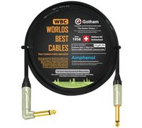 Gotham GAC-1 Ultra Pro Câble de guitare basse capacité de qualité supérieure à faible capacité (21 pf/F) Connecteurs TS dorés 6,35 mm