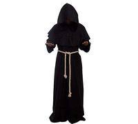 Gothden Golden service cosplay Robes Prêtre Friar Encapuchonné Médiéval Moine Renaissance Costume Cosplay - Noir - L