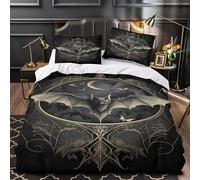 Gothic Bat Parure de Lit Microfibre Résistante 3D Imprimée 3 Pièces Éclair Super Douce Dark Fantasy Ensemble De Literie Super Douce Entretien Facile for couple amoureux Super king（260x220cm）