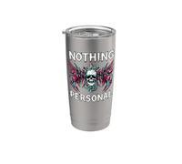 Gothic Biker Skull Nothing Personal Y2K Alt Grunge Gobelet isotherme en acier inoxydable double paroi
