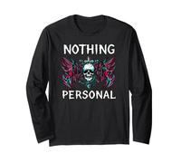 Gothic Biker Skull Nothing Personal Y2K Alt Grunge Manche Longue