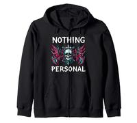 Gothic Biker Skull Nothing Personal Y2K Alt Grunge Sweat à Capuche