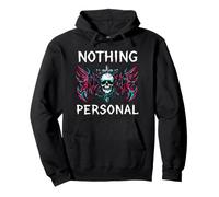Gothic Biker Skull Nothing Personal Y2K Alt Grunge Sweat à Capuche