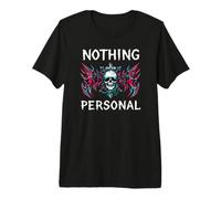 Gothic Biker Skull Nothing Personal Y2K Alt Grunge T-Shirt Haut de Gamme