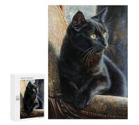 Gothic Black Cat Art Print Puzzle 1000 Pièces Educa Jouet en Bois Cadeau Unique Décoration Intérieure Jeu Éducatif Challenge Toy Adultes Et Enfants À Partir De 14 Ans 300 PCS