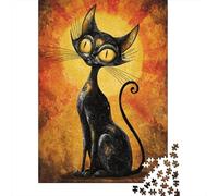 Gothic Black Cat Art Print Puzzle 1000 Pièces Educa Jouet en Bois Jeu D'Intelligence Décoration Intérieure Jeu Éducatif Challenge Toy Adultes & Enfants des 14 Ans 38x26cm/1000pcs