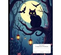 Gothic Black Cat Composition Notebook: Mystical Black Cat Notebook with Witchy Moonlit Forest Artwork - Wide Ruled, Perfect for School or Writing