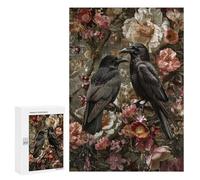 Gothic Black Raven Floral Art Print Puzzle 1000 Pièces Educa Jouet en Bois Cadeau Unique Décoration Intérieure Jeu Éducatif Challenge Toy Adultes Et Enfants À Partir De 14 Ans 300 PCS