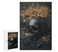 Gothic Black Skull Decor with Gold Tree Puzzle 1000 Pièces Educa Jouet en Bois Cadeau Unique Décoration Intérieure Jeu Éducatif Challenge Toy Adultes Et Enfants À Partir De 14 Ans 1000 PCS