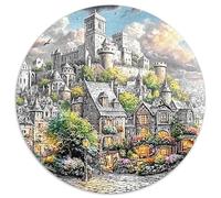 Gothic Cathedral 1000 Pièces Puzzle Circulaire Puzzles Classiques Pression Réduite Puzzle Difficile Impossiblepour Adultes Décoration pour Enfants Cadeau 1000pcs (67.5x67.5cm)