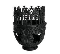 Gothic Cathedral Glass - Scented Candle Cup, Votive Lantern Base | Stained Window Pattern Etched Vessel, Dark Academia Medieval Aesthetic Cover for Haunted House Mantel Decor