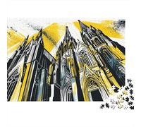 Gothic Cathedral Illustration Puzzles 1000 Pieces Cadeau Unique Jeu Éducatif Challenge Toy À De Qualité Supérieure Peinture Art pour Adultes Et Enfants À Partir De 14 Ans 52x38cm/1000pcs