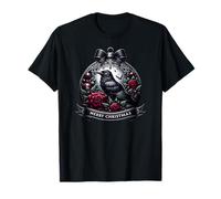 Gothic Christmas Balls Dark Red Roses for Xmas Goth Raven T-Shirt