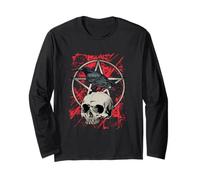 Gothic Crow Skull Pentagram Halloween Manche Longue