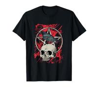 Gothic Crow Skull Pentagram Halloween T-Shirt