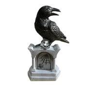 Gothic Crow Statue - Halloween Raven Sculpture, décor de cimetière effrayant | Accent de maison à thème foncé pour la cour du porche de salon, pièce esthétique décorative avec configuration d'affichag