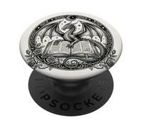Gothic Dragon Wings Book Lover Librarian Fantasy Bookish PopSockets PopGrip Adhésif