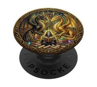 Gothic Dragon Wings Book Lover Skeleton Fantasy Bookish PopSockets PopGrip Adhésif