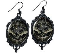 Gothic Earrings Vintage - Black Cutout Metal Frame Hoop Dangle