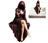 Gothic Fantasy Figure, Hooded Book Reader Decorative Statues