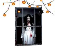 Gothic Female Ghost Window Cover - Spooky Halloween Party Decoration