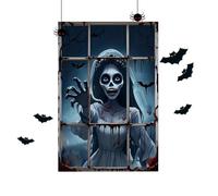 Gothic Female Ghost Window Cover - Spooky Halloween Party Decoration | Gothic Poster with female ghost, Window Cover with 80x120cm size, Halloween Decor and spooky design, banner for haunted house