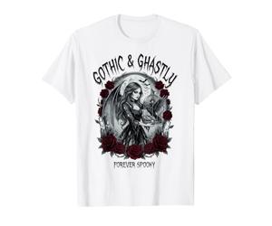 Gothic & Ghastly Forever Spooky Winged Woman Raven and Roses T-Shirt