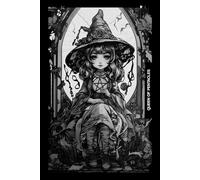 Gothic Girls - Queen of Pentacles Tarot Card Notebook (Black Cover Edition): Halloween Witches - Spooky Adorable Chibi Creepy Doll, A5 Ruled Lined Notebook