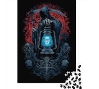 Gothic Grim Reaper Lantern Art Print Puzzle 1000 Pièces Educa Jouet en Bois Cadeau Unique Décoration Intérieure Jeu Éducatif Challenge Toy Adultes & Enfants des 14 Ans 52x38cm/1000pcs