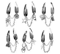 Gothic Halloween Barrettes, Halloween Metal Skull Hair Clips with Tassel, Vintage Punk Cosplay Party Snap Hair Clips, Novelty Hair Accessories for Women Girls (All(6pcs))