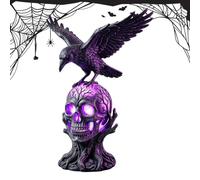 Gothic Halloween Lamp - Resin 25cm 9.84in Raven and Glowing Skeleton Design