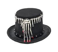 Gothic Hat - Felt 5.12 Inch | Skull Hand Tall Top Hat Heavy Duty Punk