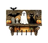 Gothic Key Holder Decorative Halloween Coat Hanger with 4 Hooks,25x22x0.5cm