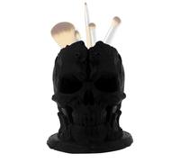 Gothic Makeup Organizer, Spooky Skull Desk Storage, Multifunctional Container, 1 Piece, Resin Skeleton Design, Holder for Stationery Brushes Cosmetics Kitchen Supplies Office Bedroom Bathroom Shelf