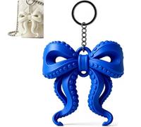 Gothic Octopus Tentacle Bow Hanging Ornament, Dark Gothic Bow Bag Charm, for Handbags, Backpacks, Keys, Halloween and Alternative Style Accessories (White)