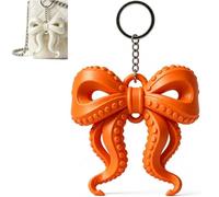 Gothic Octopus Tentacle Bow Hanging Ornament, Dark Gothic Bow Bag Charm, for Handbags, Backpacks, Keys, Halloween and Alternative Style Accessories (Orange)