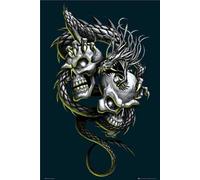 Gothic - Poster - Dual Skulls + 1 paquet de tesa Powerstrips® - contenu 20 pièces