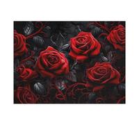 Gothic Red Rose Wallpaper Puzzles pour Adultes Jeux Relaxants Défi Difficile Cadeaux De Noël Et d'anniversaire 52x38cm/1000pcs