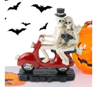 Gothic Skeleton Couple Statue - Skeleton Couple Riding Motorcycle Sculpture | Amateurs De Crâne En Résine Sur Le Vélo | Exposition De Table De Statue À Collection Exquise Pour Les Vacances De La Saint