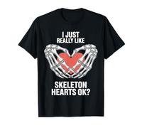 Gothic Skeleton Heart Meme Romantic Halloween Art T-Shirt