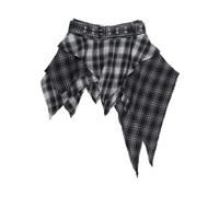 Gothic Skirt Jupe courte d'été irrégulière style gothique Kpop Rock Punk, imprimé écossais noir, patchwork, esthétique sombre(M)