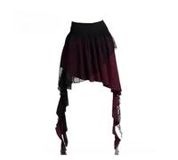 Gothic Skirt Jupes à carreaux en dentelle style punk rock for femmes, jupe irrégulière gothique taille haute(Black Red Plaid,M)