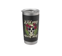 Gothic Skull and Roses Crâne Et Roses Gothiques Gobelet isotherme en acier inoxydable double paroi