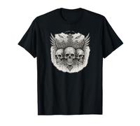 Gothic Skull Cross Wings, Dark Grunge Fallen Angel Design T-Shirt